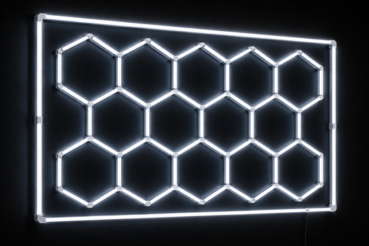 15 Hexagon LED Garage Light Kit with Border