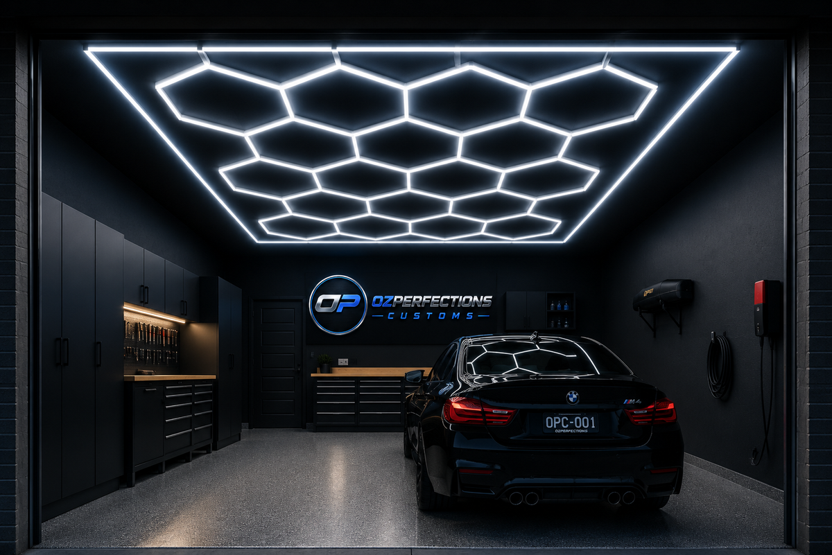 15 Hexagon LED Garage Light Kit with Border